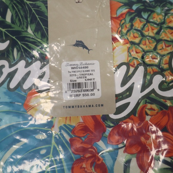 Tommy Bahama Pineapple Blooms Tote Tropical Green Floral Beach Bag Aloha NEW - Picture 6 of 7